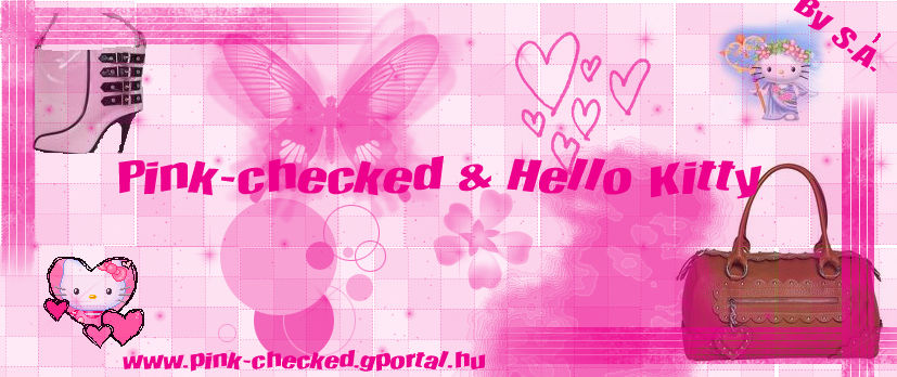 pink-chcecked & hello kitty